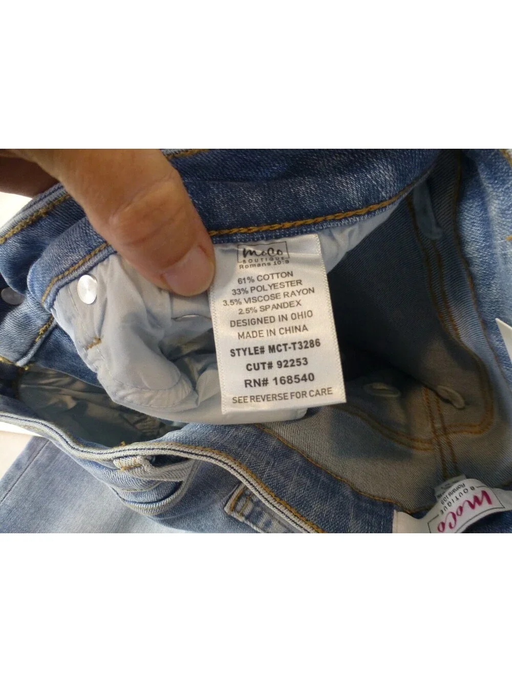 MoCo Boutique Women's Size 5/27 Tummy Control Straight Leg Jeans Light NWT G4A